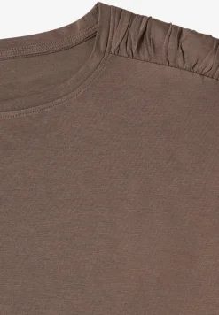 Kurzarm Shirt mit Boatneck und Raffung