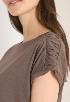 Kurzarm Shirt mit Boatneck und Raffung