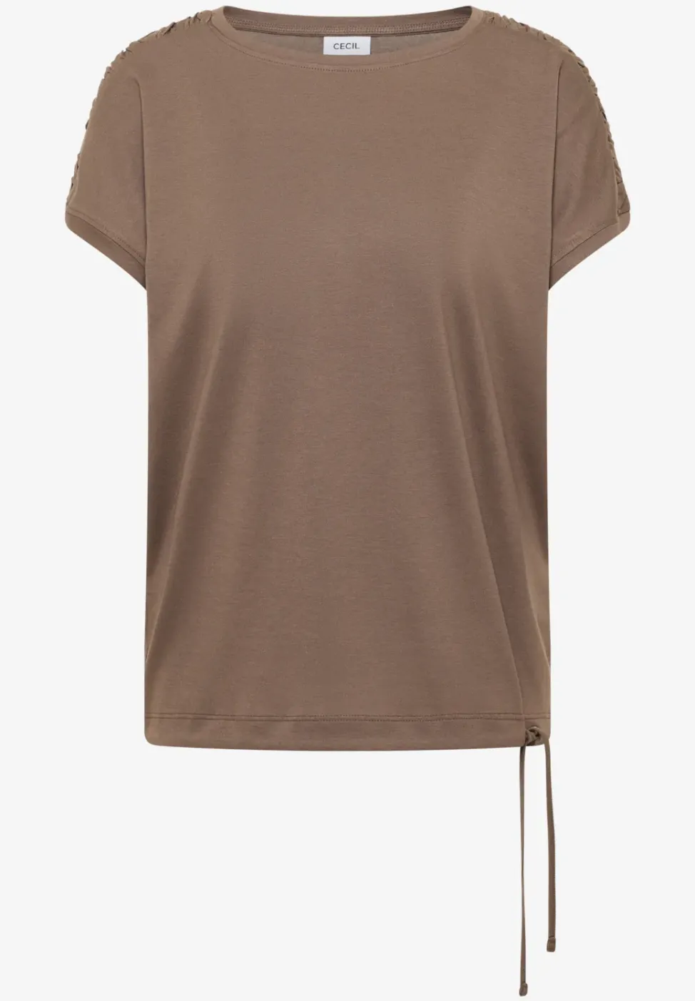 Kurzarm Shirt mit Boatneck und Raffung