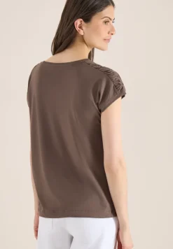 Kurzarm Shirt mit Boatneck und Raffung