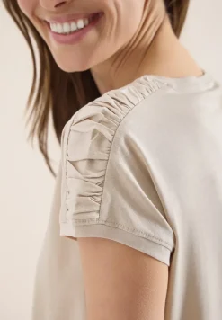 Kurzarm Shirt mit Boatneck und Raffung
