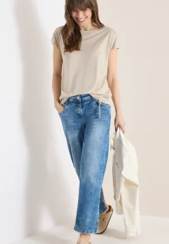 Kurzarm Shirt mit Boatneck und Raffung