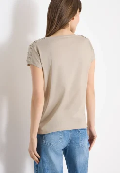 Kurzarm Shirt mit Boatneck und Raffung
