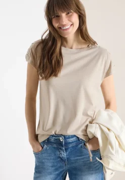 Kurzarm Shirt mit Boatneck und Raffung