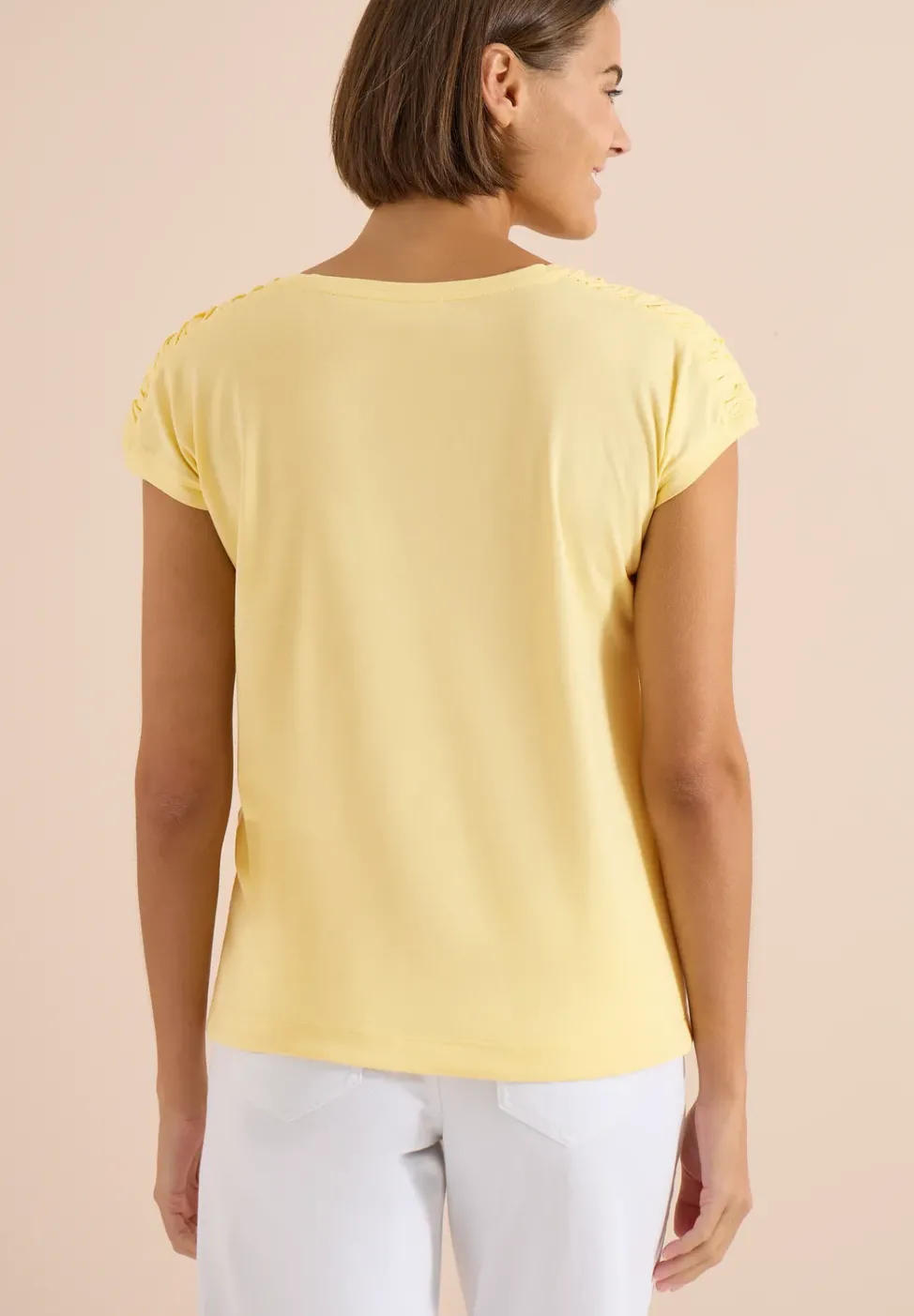 Kurzarm Shirt mit Boatneck und Raffung