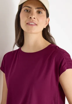 Kurzarm Shirt mit Boatneck und Raffung