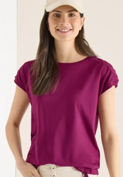 Kurzarm Shirt mit Boatneck und Raffung