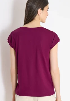 Kurzarm Shirt mit Boatneck und Raffung