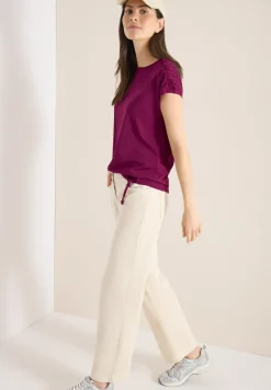 Kurzarm Shirt mit Boatneck und Raffung