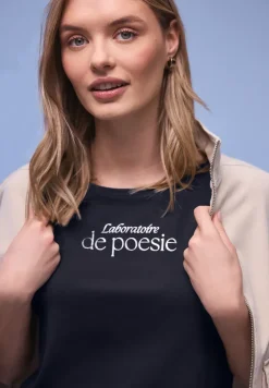 Kurzarm Shirt mit Folien-Wording