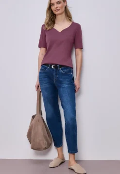 Kurzarm Shirt mit Herzausschnitt