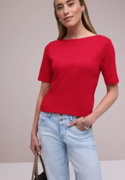 Kurzarm Shirt mit Knopfdetail