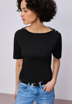 Kurzarm Shirt mit Knopfdetail
