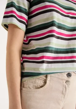 Kurzarm Shirt mit Multicolor Streifen