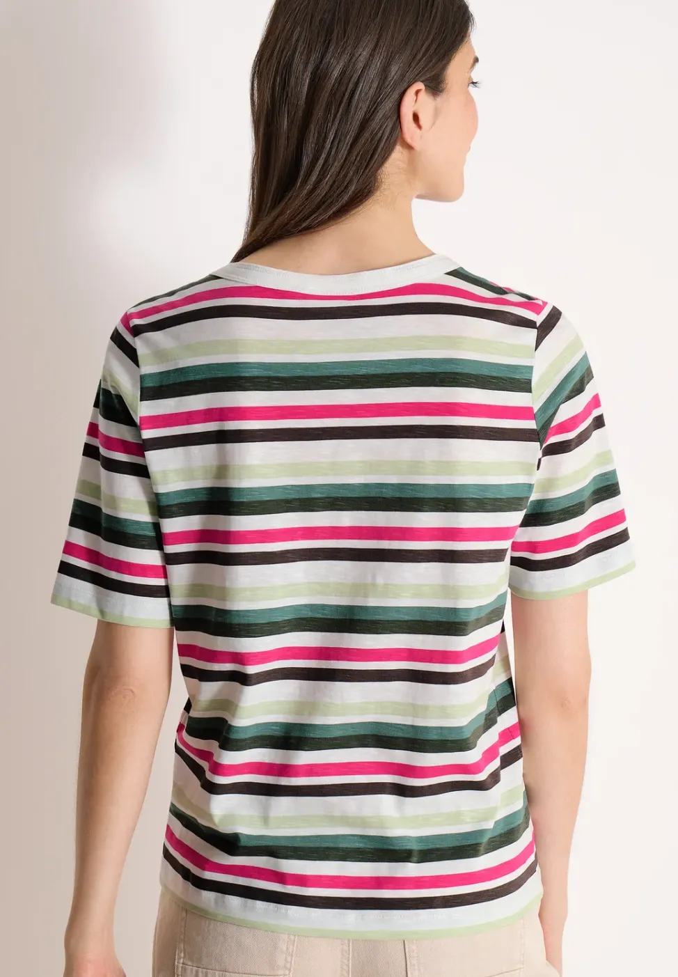 Kurzarm Shirt mit Multicolor Streifen