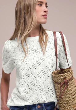 Kurzarm Shirt mit Rundhals aus Spitze