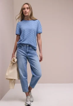 Kurzarm Shirt mit Rundhals aus Spitze
