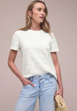 Kurzarm Shirt mit Rundhals aus Spitze