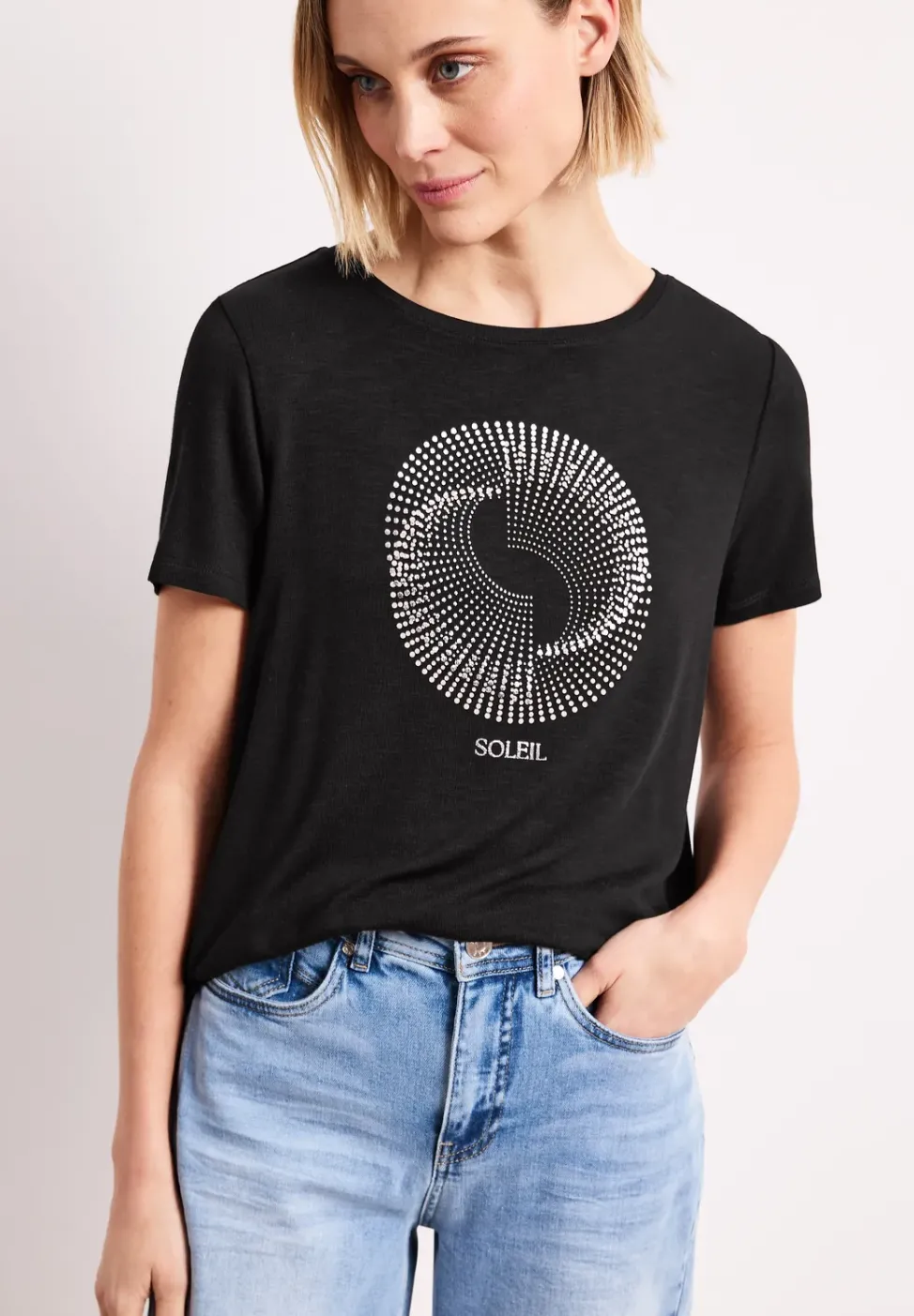 Kurzarm Shirt mit Rundhals und Print