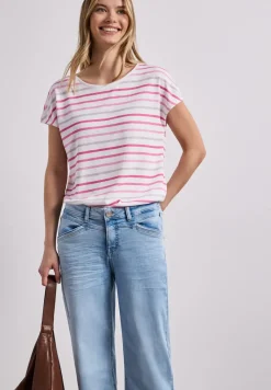 Kurzarm Shirt mit Rundhals und Streifen