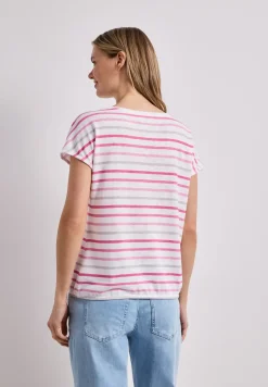 Kurzarm Shirt mit Rundhals und Streifen