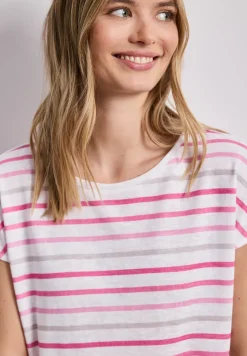 Kurzarm Shirt mit Rundhals und Streifen