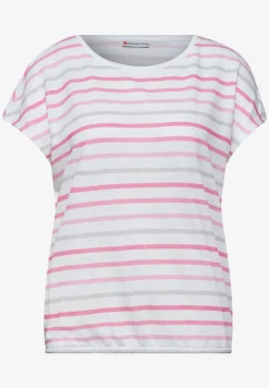 Kurzarm Shirt mit Rundhals und Streifen