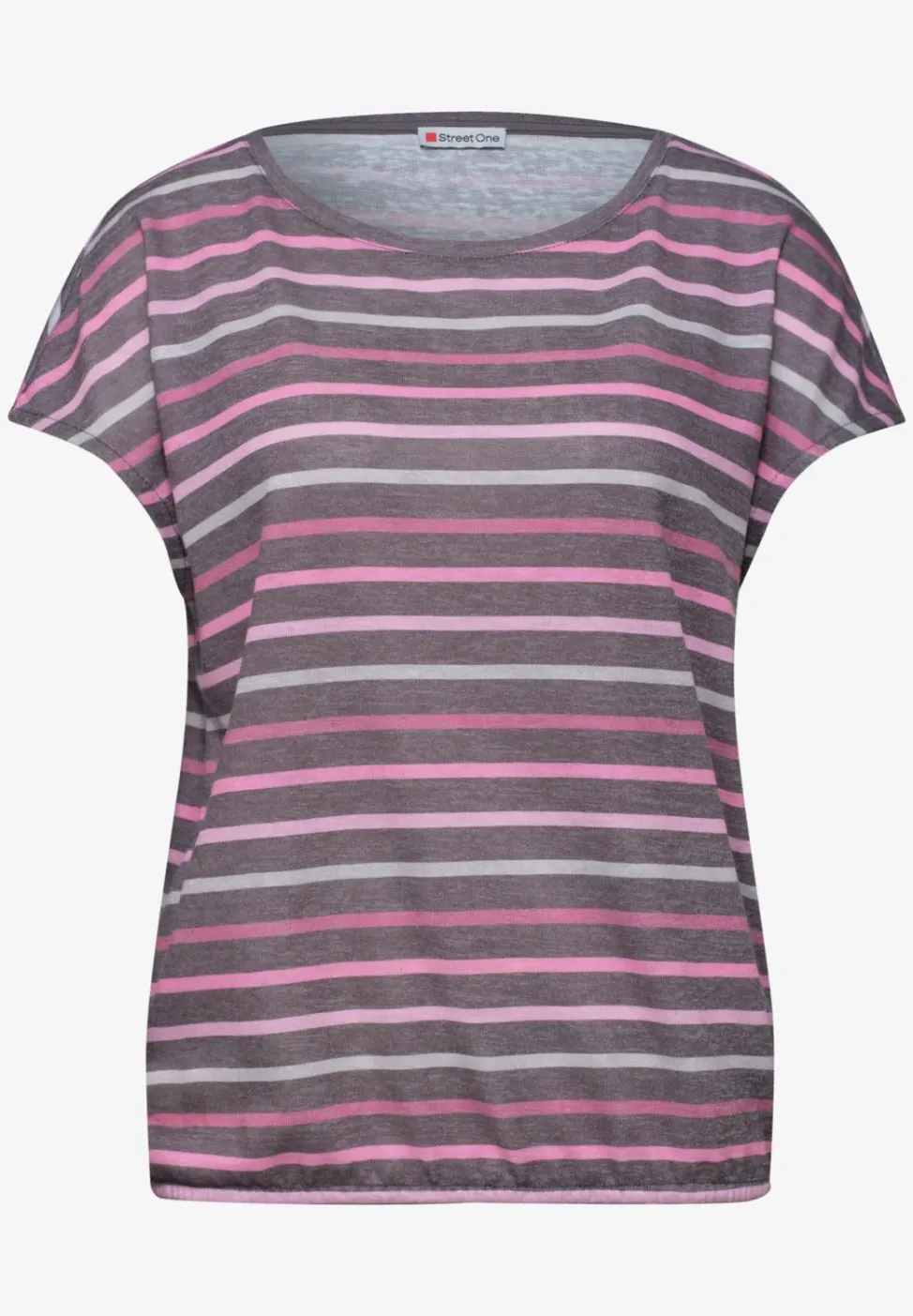 Kurzarm Shirt mit Rundhals und Streifen