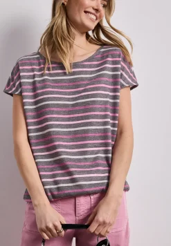 Kurzarm Shirt mit Rundhals und Streifen