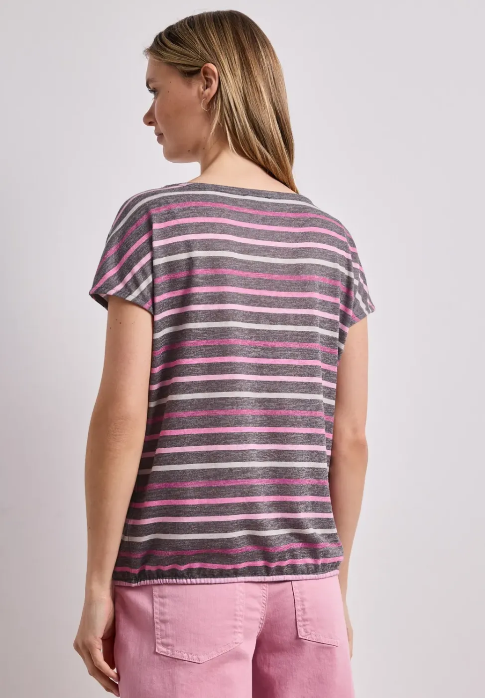Kurzarm Shirt mit Rundhals und Streifen