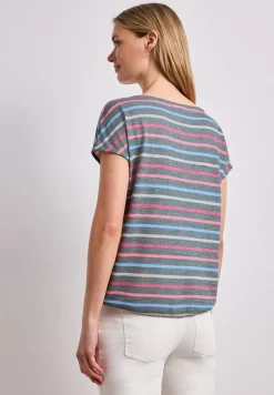 Kurzarm Shirt mit Rundhals und Streifen