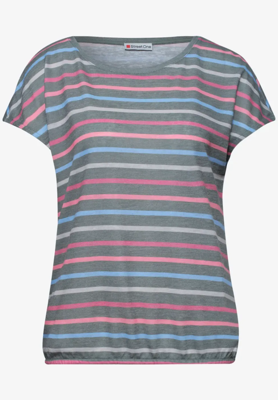Kurzarm Shirt mit Rundhals und Streifen
