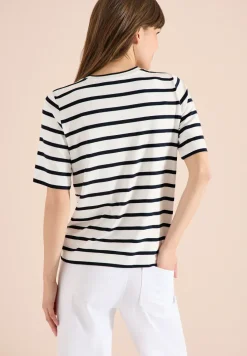Kurzarm Shirt mit Rundhals und Streifen