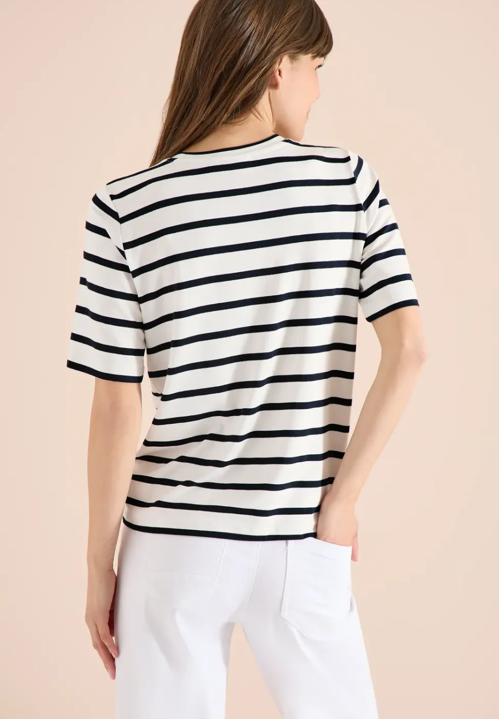 Kurzarm Shirt mit Rundhals und Streifen