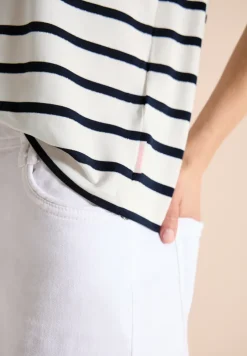 Kurzarm Shirt mit Rundhals und Streifen