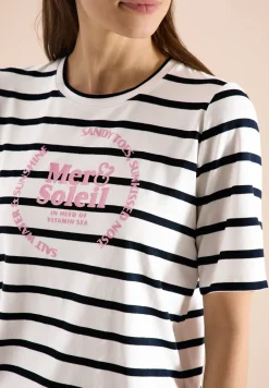 Kurzarm Shirt mit Rundhals und Streifen