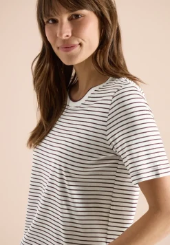 Kurzarm Shirt mit Rundhals und Streifen