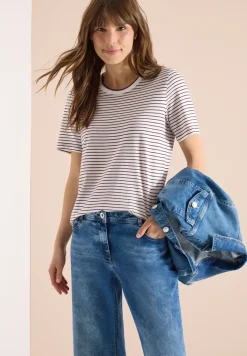 Kurzarm Shirt mit Rundhals und Streifen