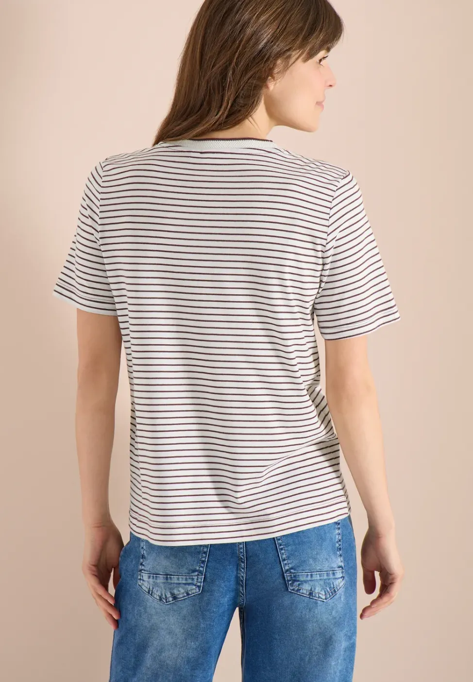 Kurzarm Shirt mit Rundhals und Streifen