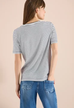 Kurzarm Shirt mit Rundhals und Streifen
