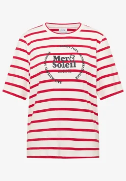 Kurzarm Shirt mit Rundhals und Streifen
