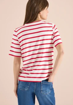 Kurzarm Shirt mit Rundhals und Streifen