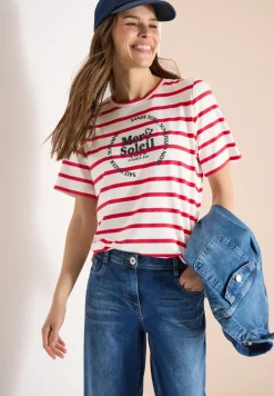 Kurzarm Shirt mit Rundhals und Streifen