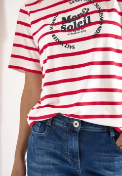 Kurzarm Shirt mit Rundhals und Streifen
