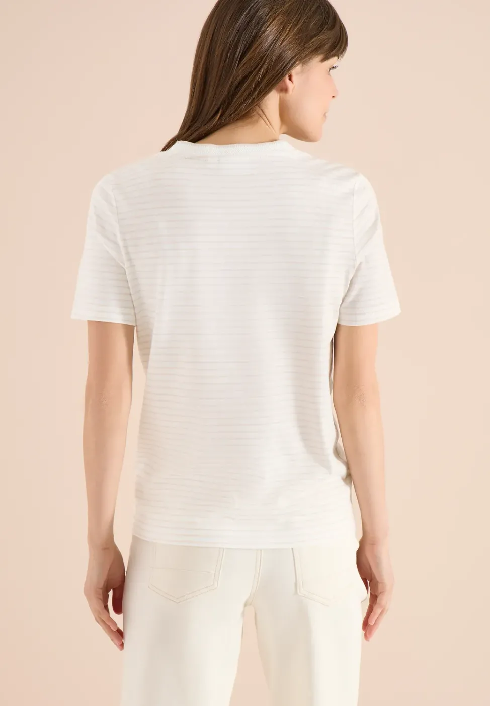 Kurzarm Shirt mit Rundhals und Streifen