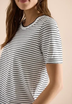 Kurzarm Shirt mit Rundhals und Streifen