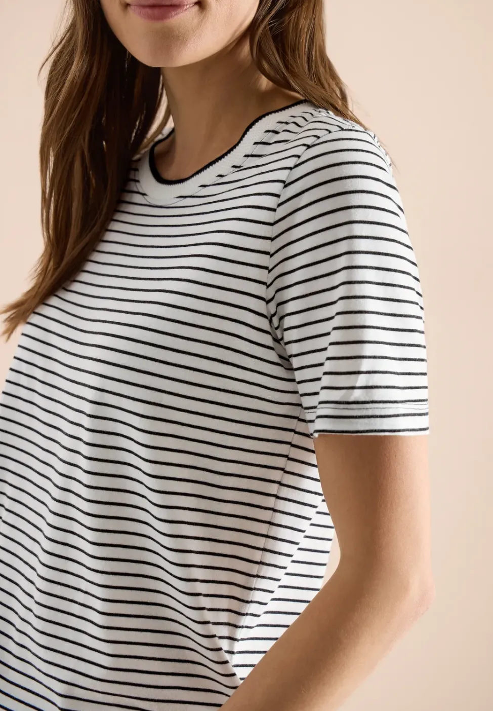 Kurzarm Shirt mit Rundhals und Streifen
