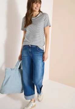 Kurzarm Shirt mit Rundhals und Streifen