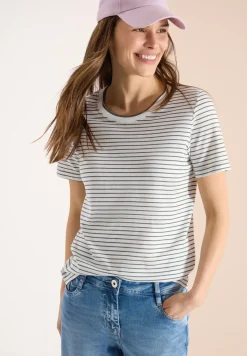 Kurzarm Shirt mit Rundhals und Streifen