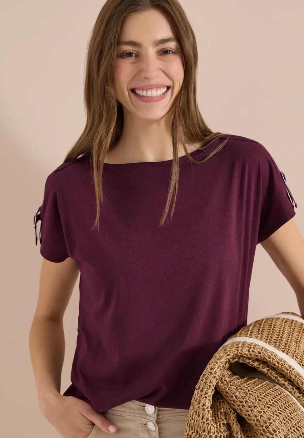 Kurzarm Shirt mit Schnallendetail